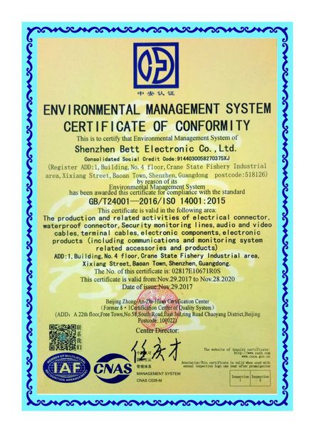 China Shenzhen Bett Electronic Co., Ltd. Certificaten