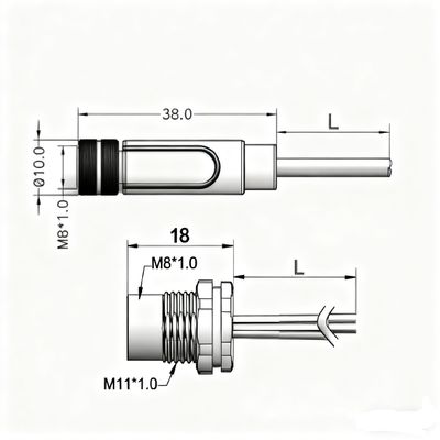M8 DIN 3pin Nickel Plated Male to Female Straight Plug IP68 Waterproof Sensor Cable