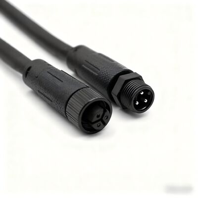 M12 Elbow Waterproof RF PCB Power Connectors Aviation Plugs Male/Female Unshielded Field Wiring Cables PVC/PUR 1m 2m 5m